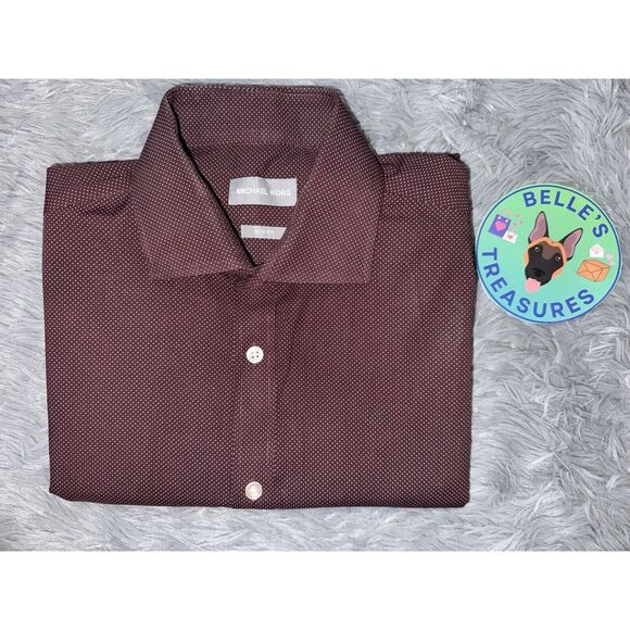 Michael Kors Other - Michael Kors Medium Polka Dot Burgundy Slim Fit Long Sleeve Button Down Collared